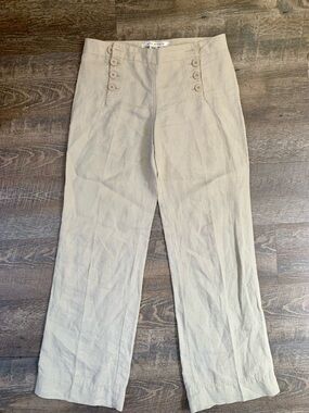 Max Studio Natural Linen Pants in Light Beige